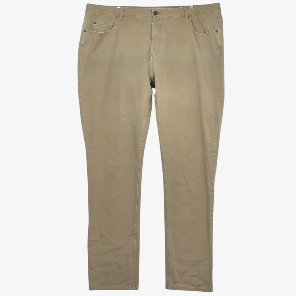 Mens Stretch 5 Pocket Pants TAYLRD Slim Fit 42x36 Tan Tapered Casual Chinos